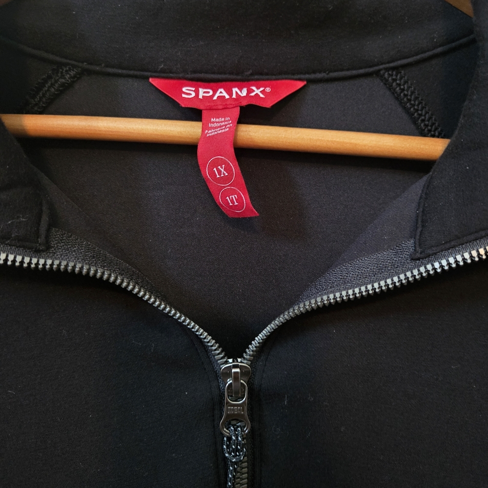 SPANX Black Half-Zip Pullover Sweatshirt air Essential Xl - Picture 2 of 5